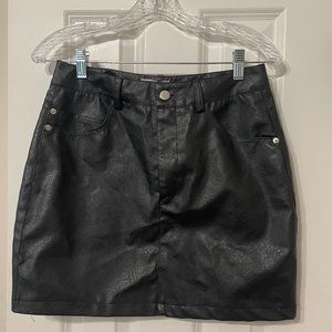 LIONESS Black Faux Leather Mini Skirt - Size Medium